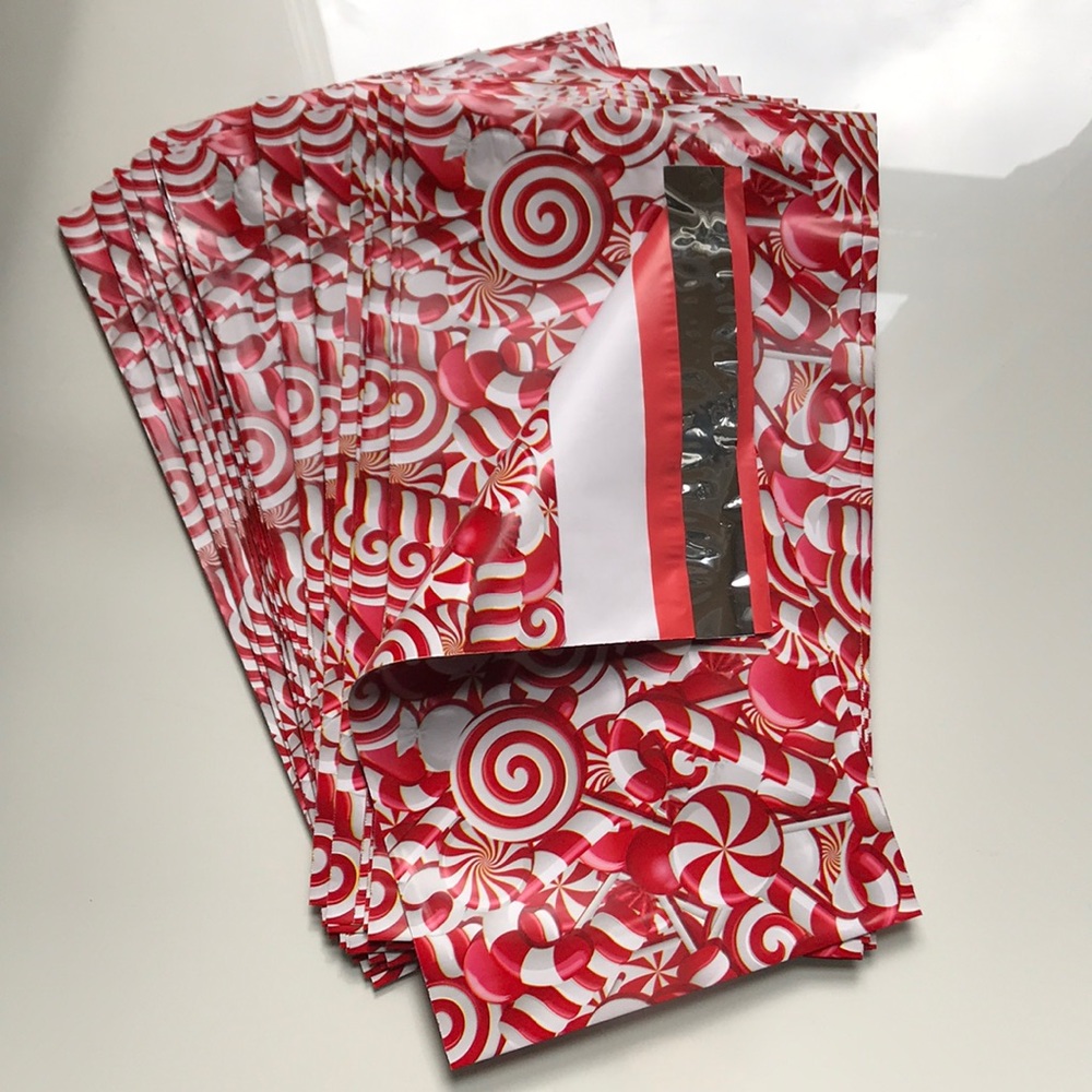 4 for $20! 25 Candy Cane Christmas Poly Mailers